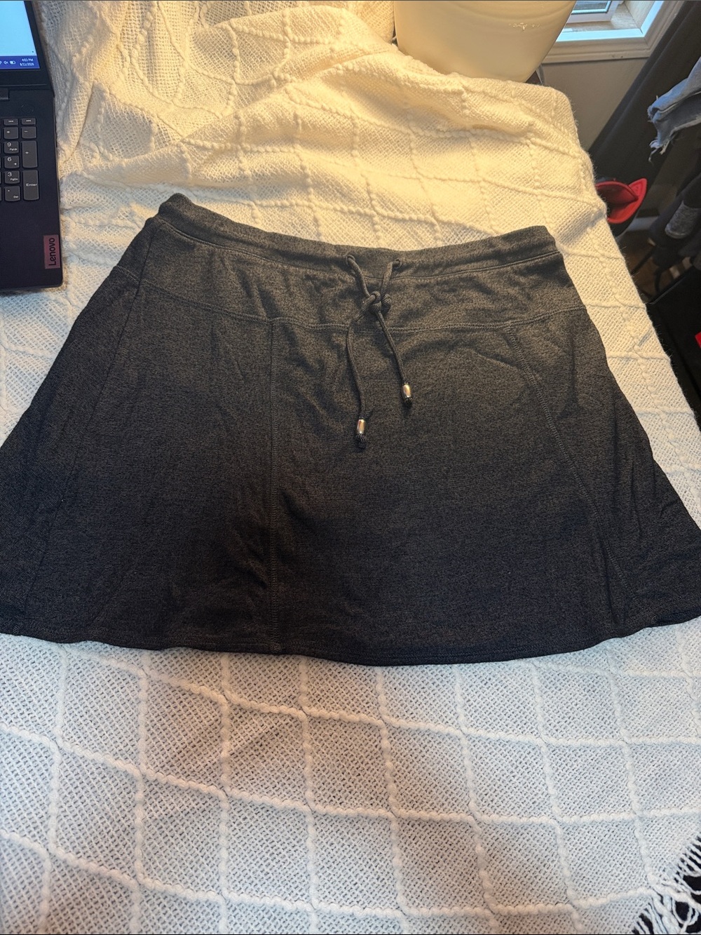 GreenTea Women's dark grey Drawstring Skater Skirt